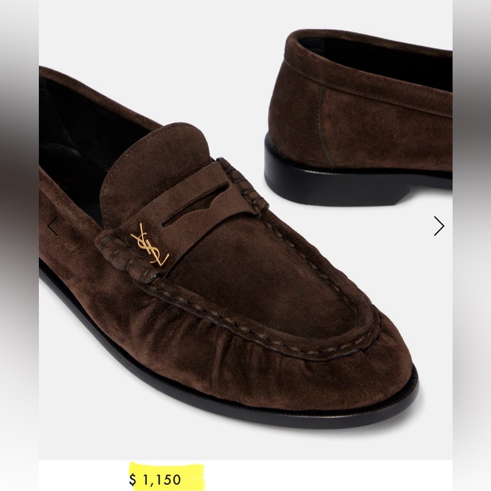 SAINT LAURENT LE LOAFER SUEDE PENNY LOAFERS - Picture 2 of 16